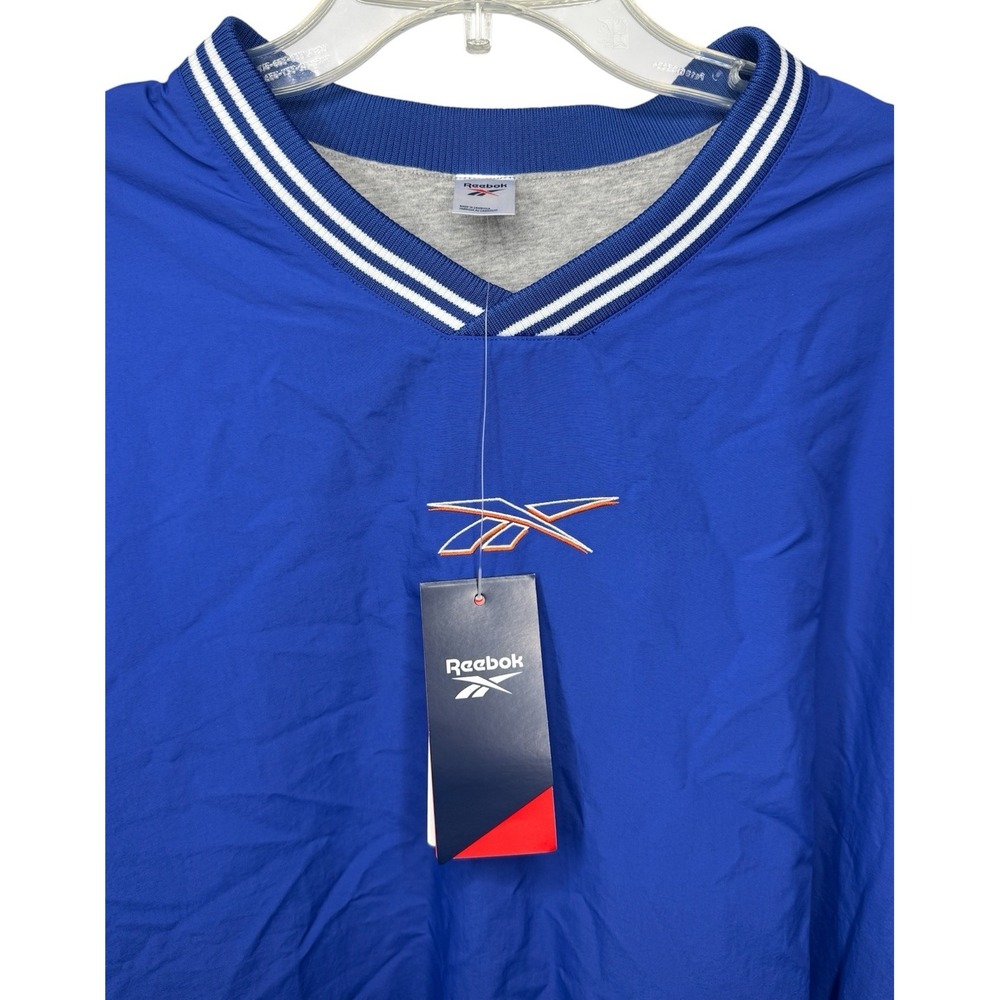 NWT Reebok Mens XL Blue V-Neck Long Sleeve Pullover‎ Uniform Lined Woven Sweater